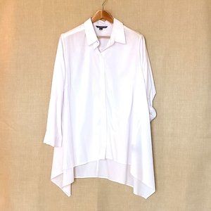 NWT - Zac & Rachel - White Cotton Collared Button Down Sharkbite Hem Tunic - 2x